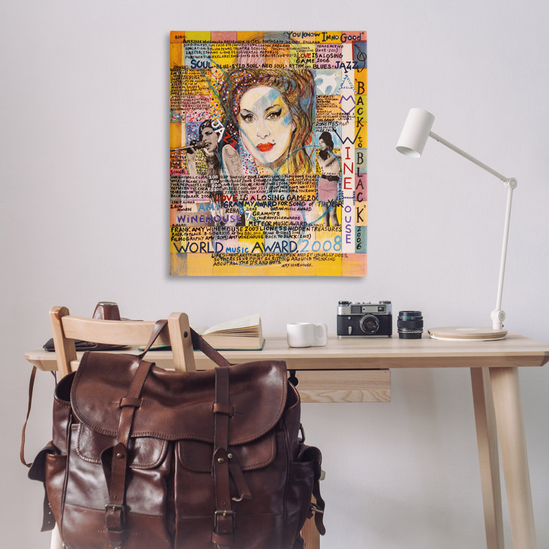 Art mural sur toile Amy Winehouse par Sabin, H 48 po x l 36 po