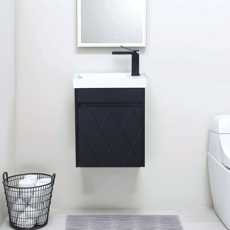 Ensemble de meuble-lavabo simple 16 po noir