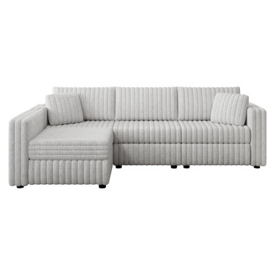 106.3" Soft  L-Shaped 4-Person Sofa. Comfortable & Stylish. Matches Bedroom & Living Room. Light Gray. Modern Plush Furniture. Modular Design For Versatility. L-Shape Offers Unique Style A