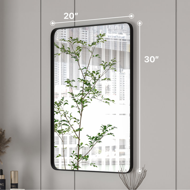 Miroir rectangulaire en métal noir 20 "x 30" Eviva Harmony, 30 po x 20 po