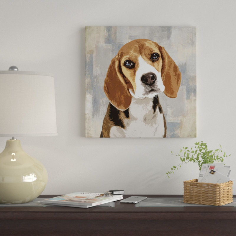 «Beagle», reproduction d'impression sur toile, H 26 po x l 26 po x P 1,5 po, Pas de tapis, Toile tendue