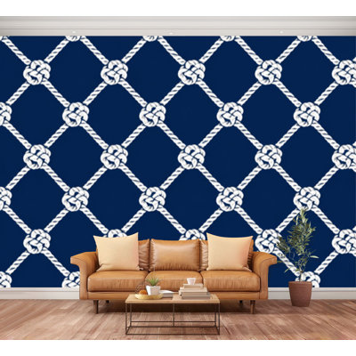 Murale Corde nautique pelez et collez Boucle marine marine sans fin Papier peint grand autocollant Marine Carrick