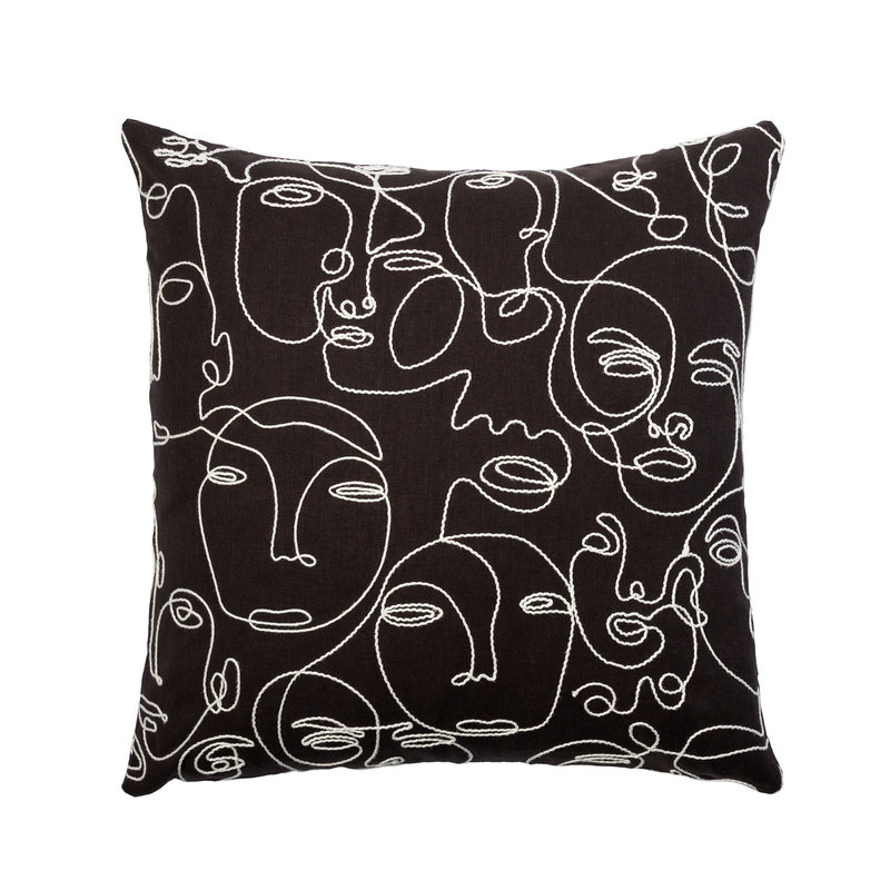 Housse et insert de coussin en coton, Noir / abstrait
