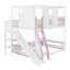 Lit mezzanine pour enfants avec glissade et aire de jeux inférieure polyvalente délimitée par des garde-corps-670303634-670303632