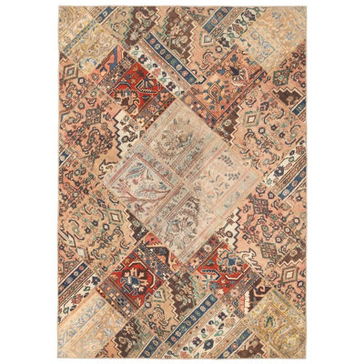 Tapis en laine patchwork fait à la main (pakistanais) - 5 po 5 po x 7 po 9 po
