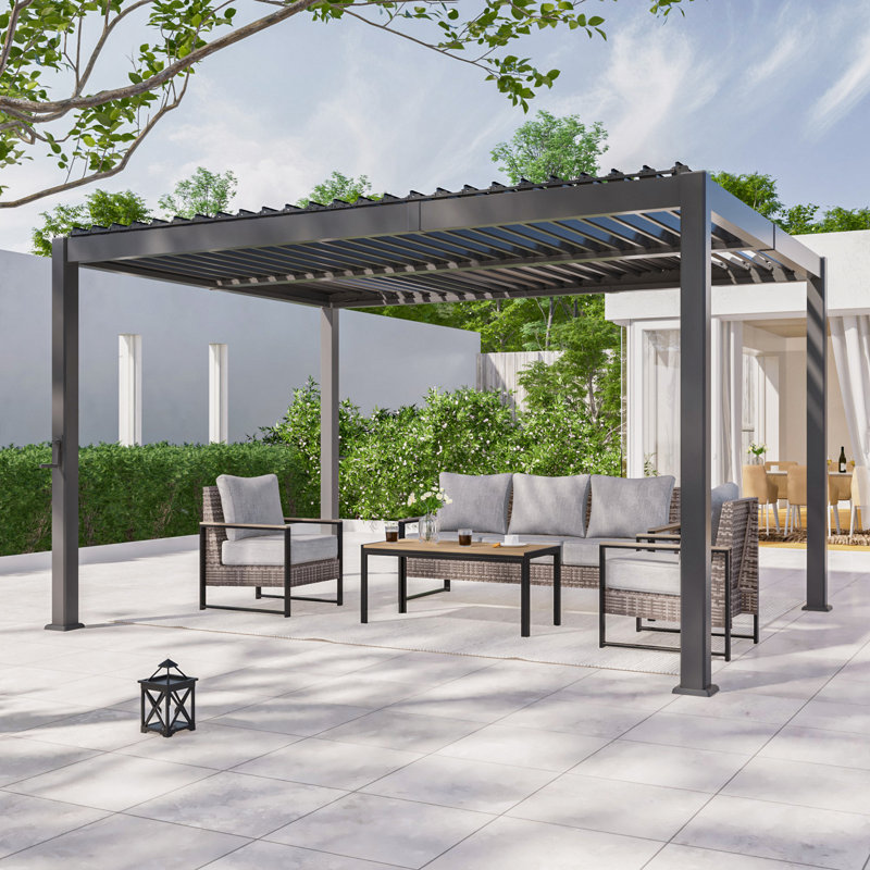 Pergola à persiennes en aluminium, 10 pi. x 13 pi