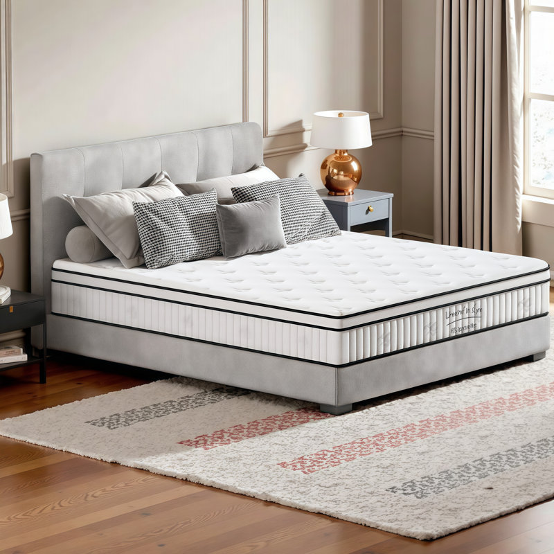 10/12 Inch Hybrid Mattress with Individually Pocketed Innerspring for Medium Firm Support - Twin, Full, King Size Options, 12