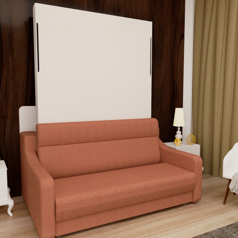 Lit escamotable vertical avec canapé pour chambre à coucher ou lit mural blanc