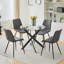 Bhevin Round Glass Top Dining Table with Iron Base-1265932517
