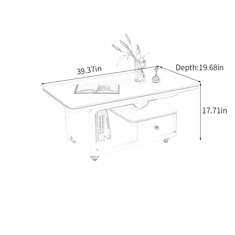 Argélie, 17.71" H x 39.37" L x 19.68" W, Blanc