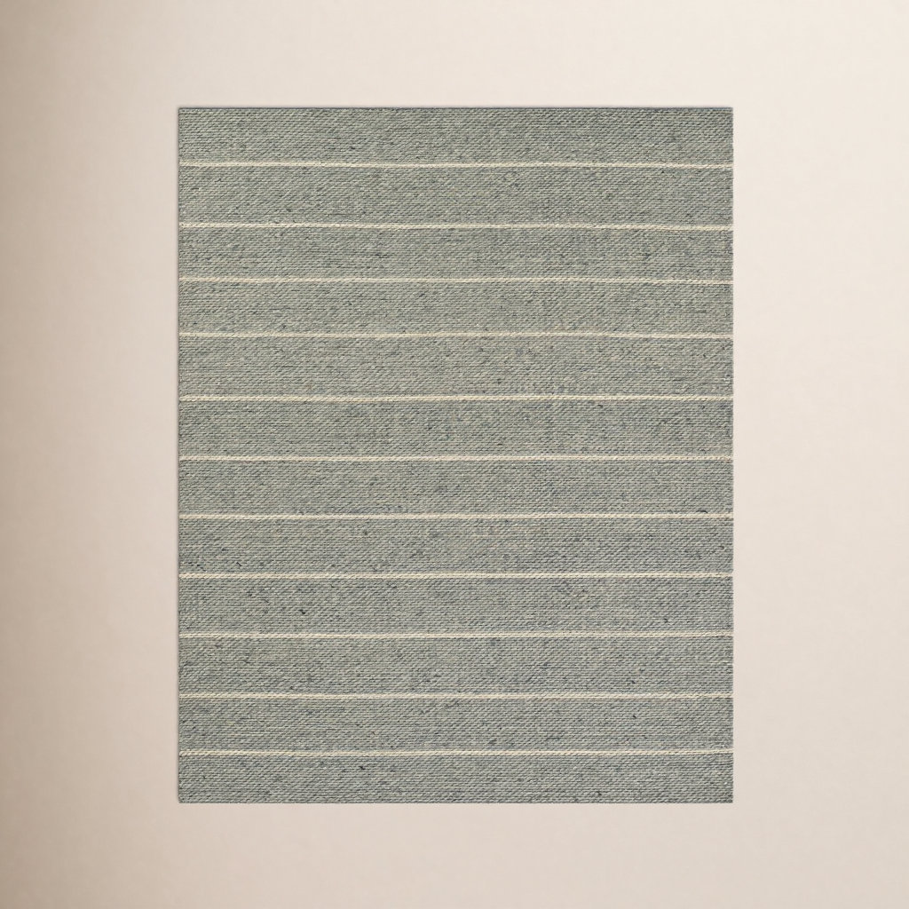 Lemington Gray Beige Hand-Braided Striped Rug, 8" W x 10" L