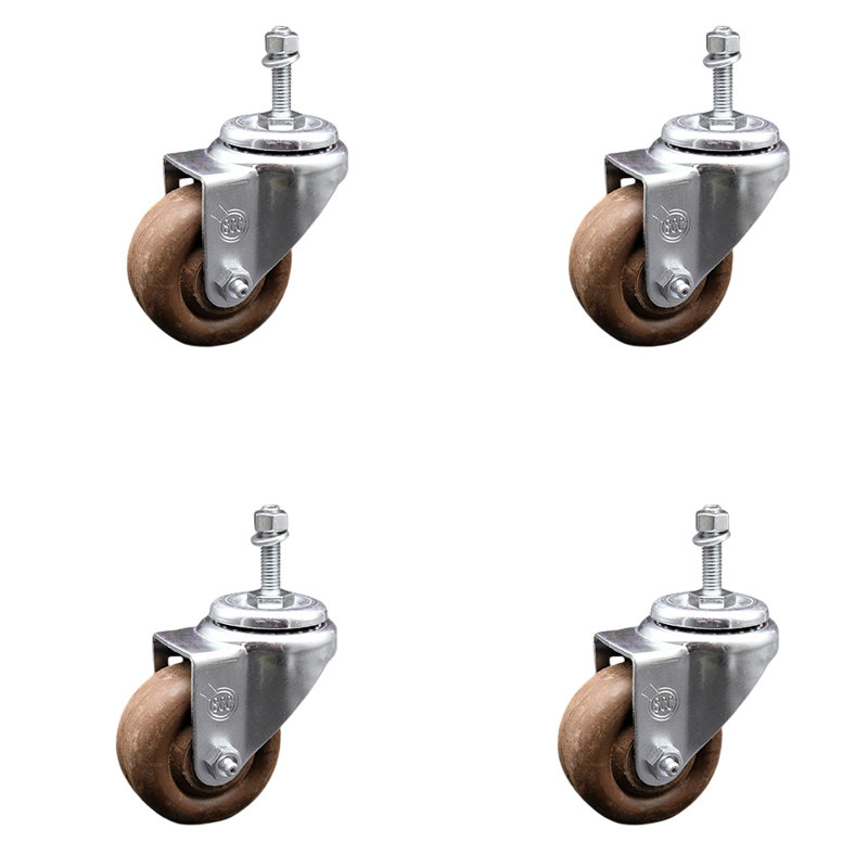 Ensemble de roulettes à tige filetée 3,5 mm en nylon rembourré de verre haute température de 10 po SCC