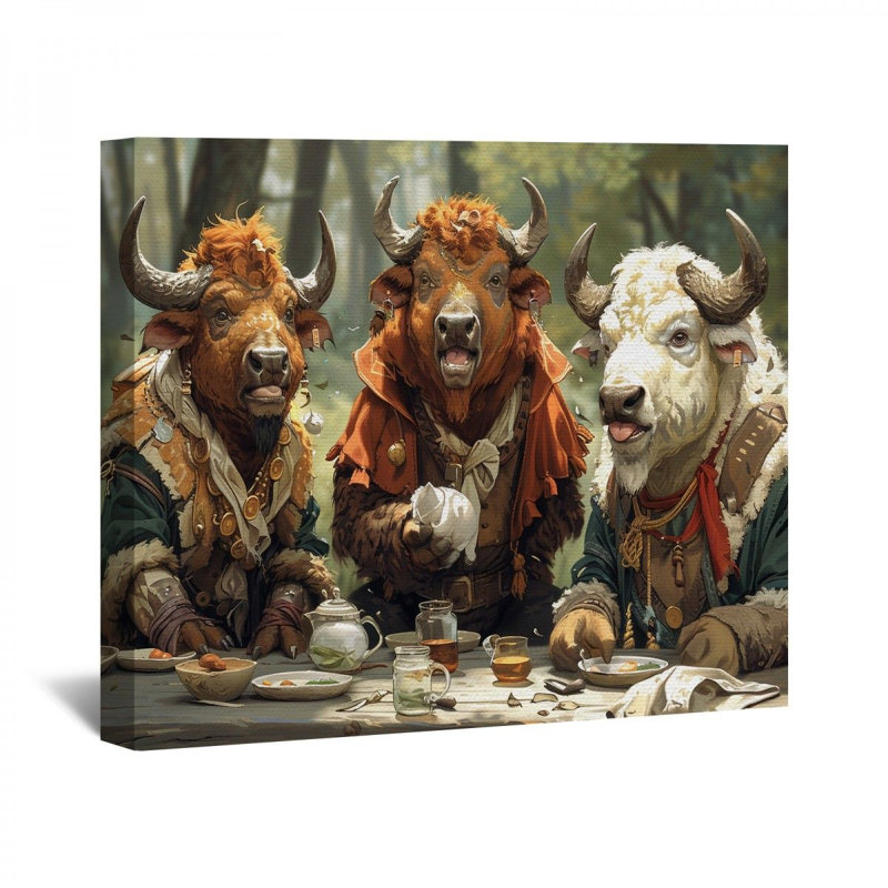 Bulls Meal sur toile, H 16 po x l 20 po x P 3 po