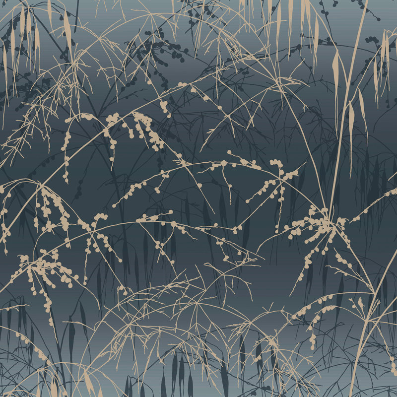 Clarissa Hulse Meadow Grass Olive Wallpaper, Blue
