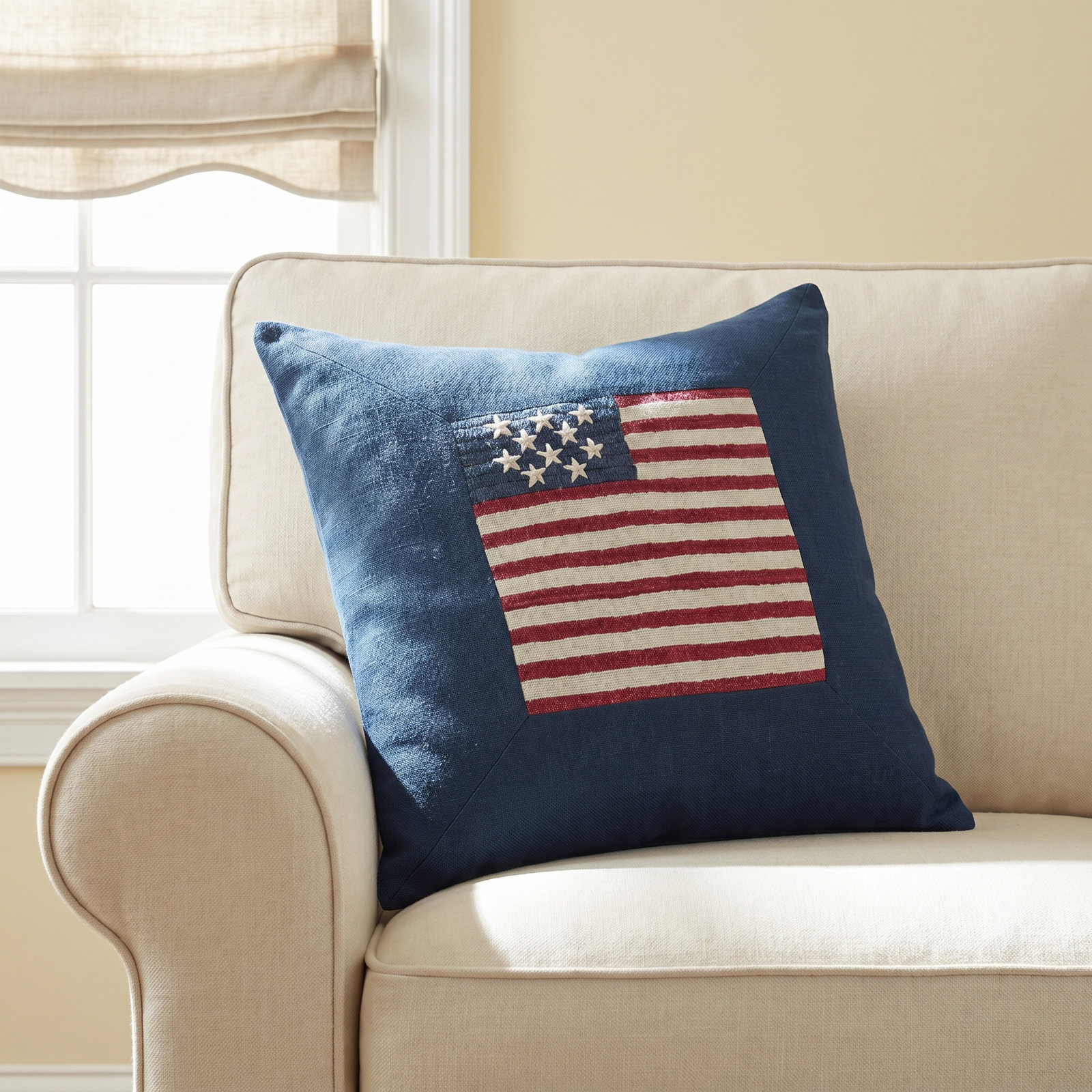 Embroidered Linen Throw Pillow
