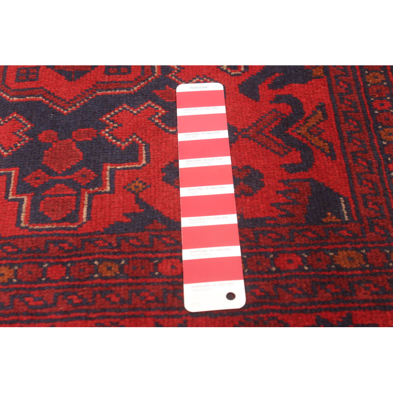 Tapis rouge noué à la main 4 pi 11 po x 6 pi 6 po Esari Turkman