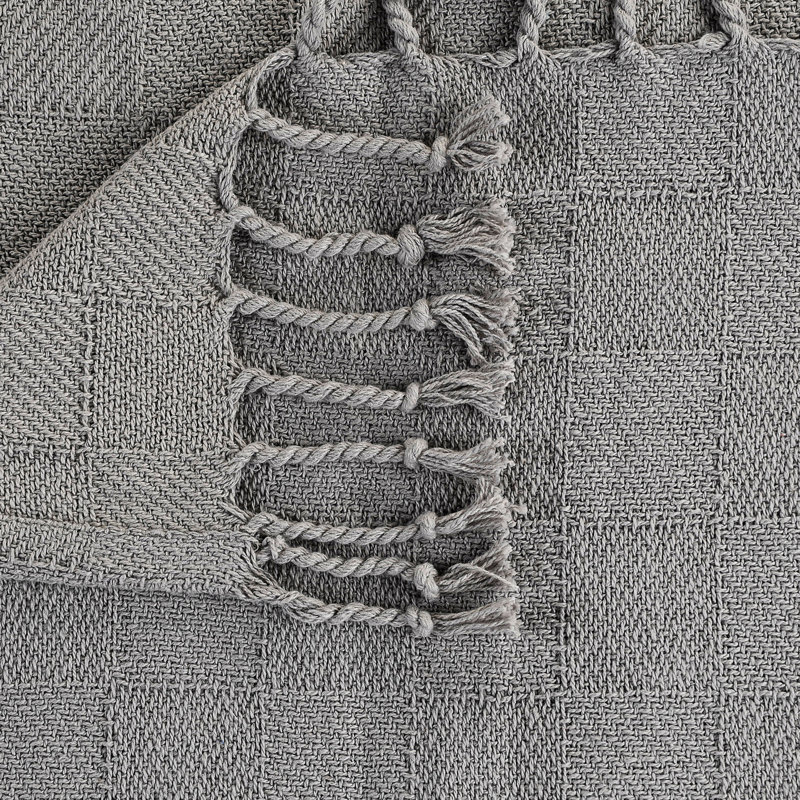 Heather Madiera Luxurious Cotton Throw, 60" x 50", Light Gray