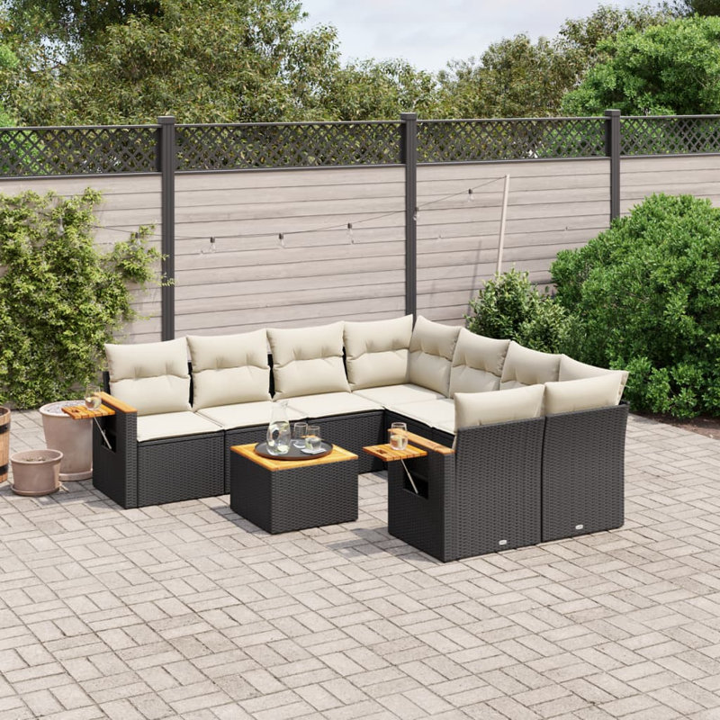 Ensemble de canapé de jardin Vidaxl noir, blanc crème