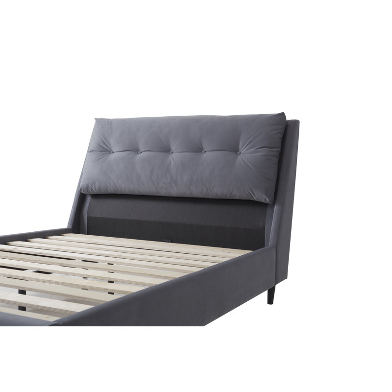Kuruc Upholstered Bed, Grey, Double (4'6)