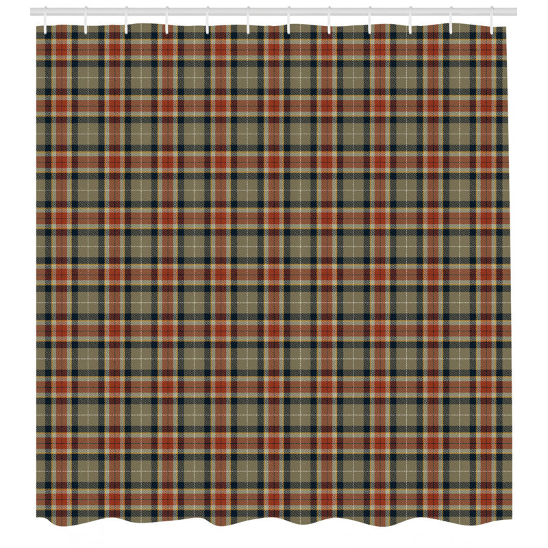 Plaid Shower Curtain with Hooks Included, 70" H x 69" W