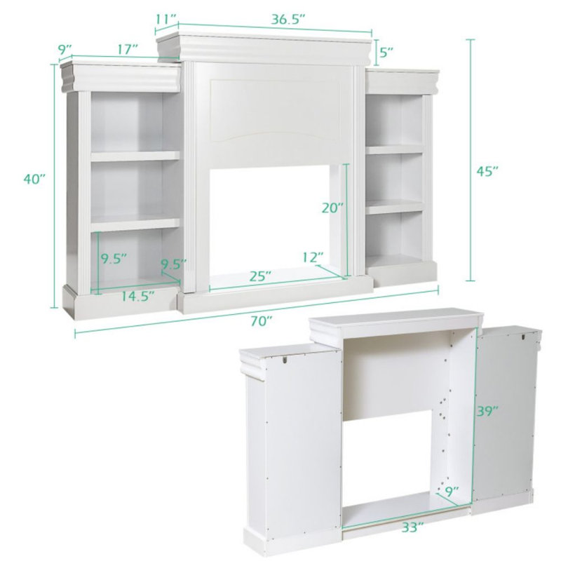 Crédence de rangement l 70 po Bernward, Blanc