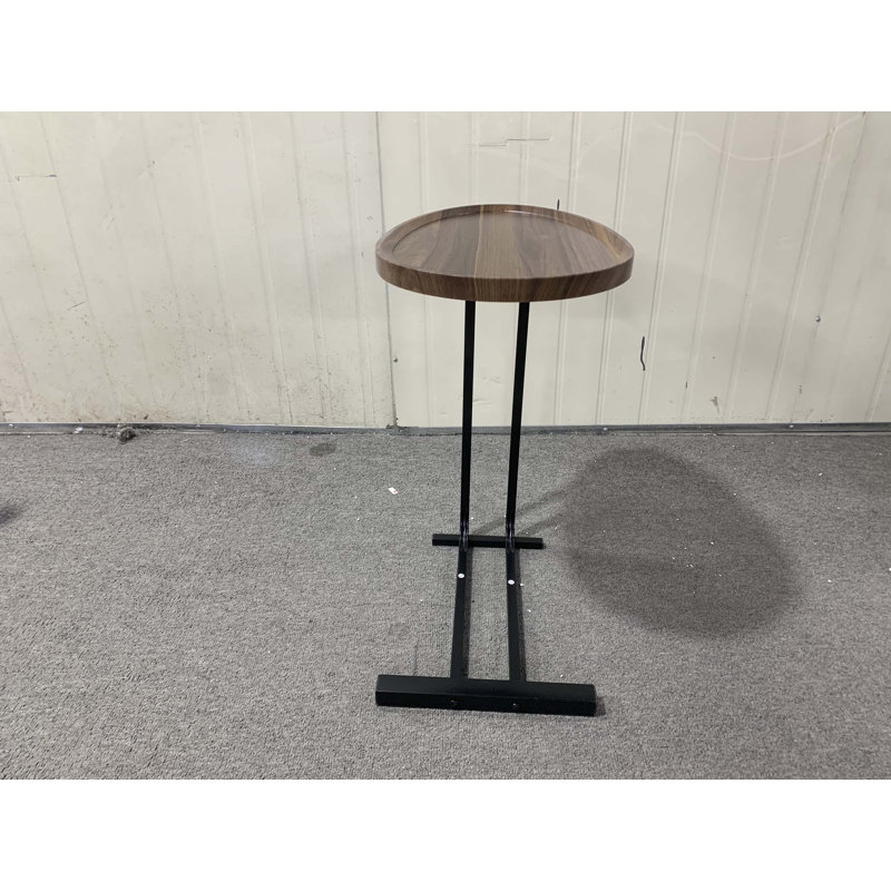 C-Shaped Side Table, C Table End Table for Sofa and Bedside, Couch Side Tables, Wood C-Shaped End Table with Metal Frame Slide for Bedroom Living Room