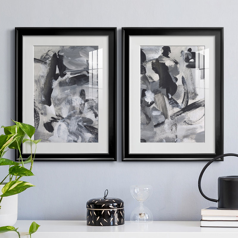 «Black & White Mix III», ensemble de 2 impressions encadrées, Cadre noir, H 30,5 po x l 22,5 po x P 1,25 po