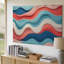 Toile, création d'un fond abstrait mettant en vedette un design ondulé fluide, art mural composé de couleurs pastel douces, y compris l'art mural sur toile corail bleu clair-1354469563