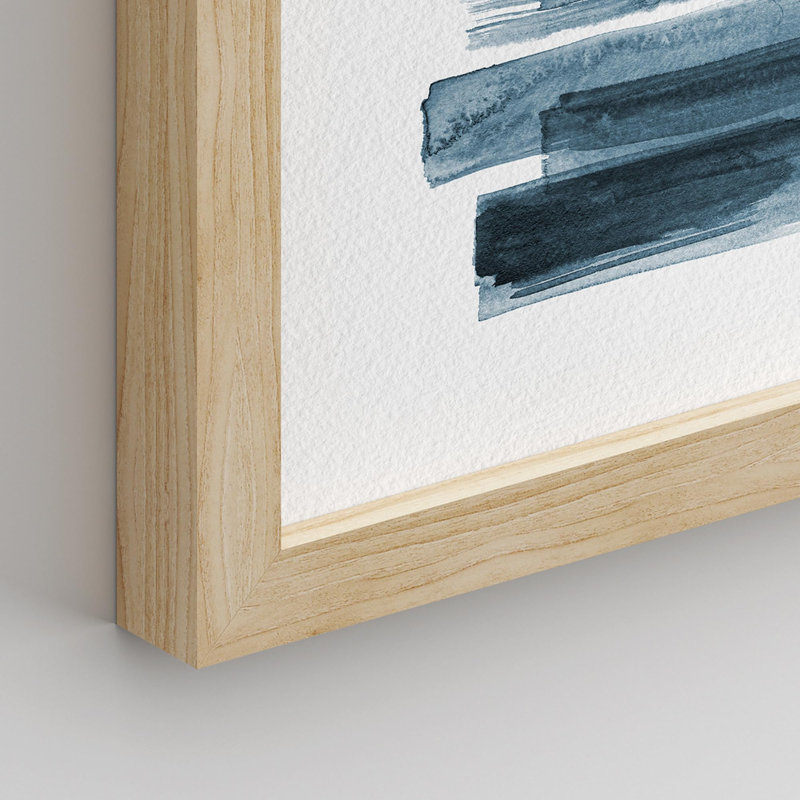 Coups de peinture de feuille de palmier bleu jungle - ensemble de 4 reproductions de cadres photo simples, Naturel