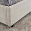 Grand lit plateforme tapissier hydraulique avec tête de lit intégrée, tissu chenille, beige