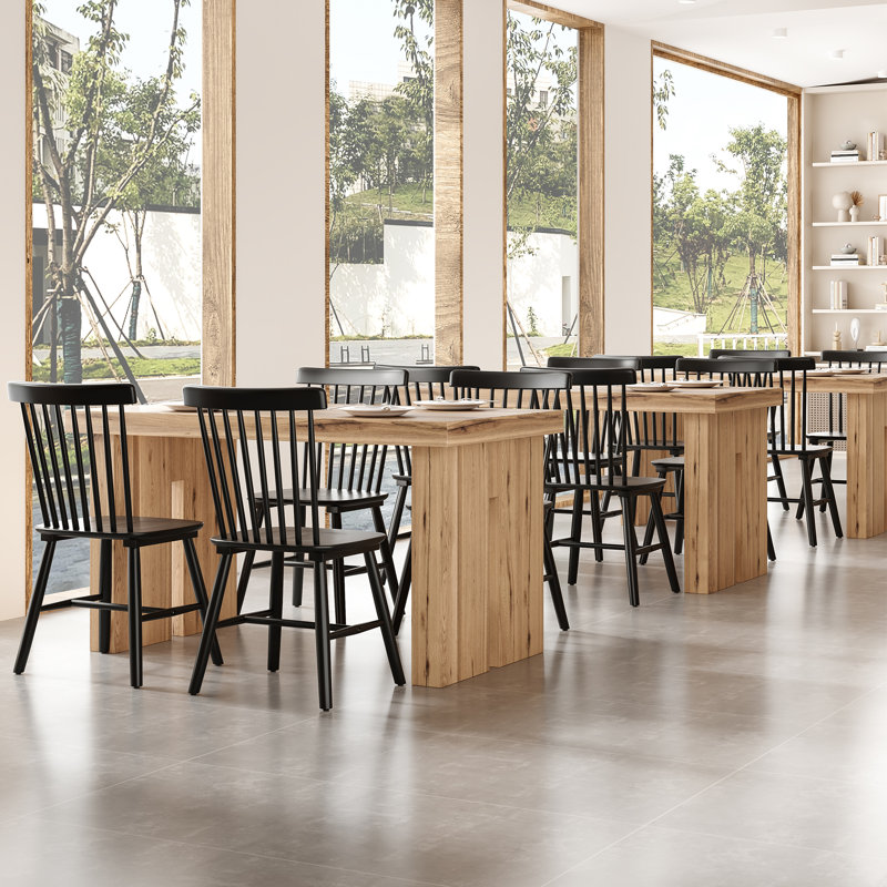 Chesley 18.1" W Modern Solid Wood Dining Chair, Black