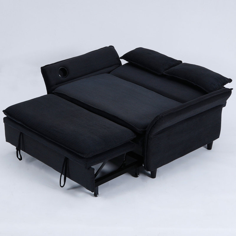 Canapé-lit multifonctionnel avec tissu rayé distinctif, Noir