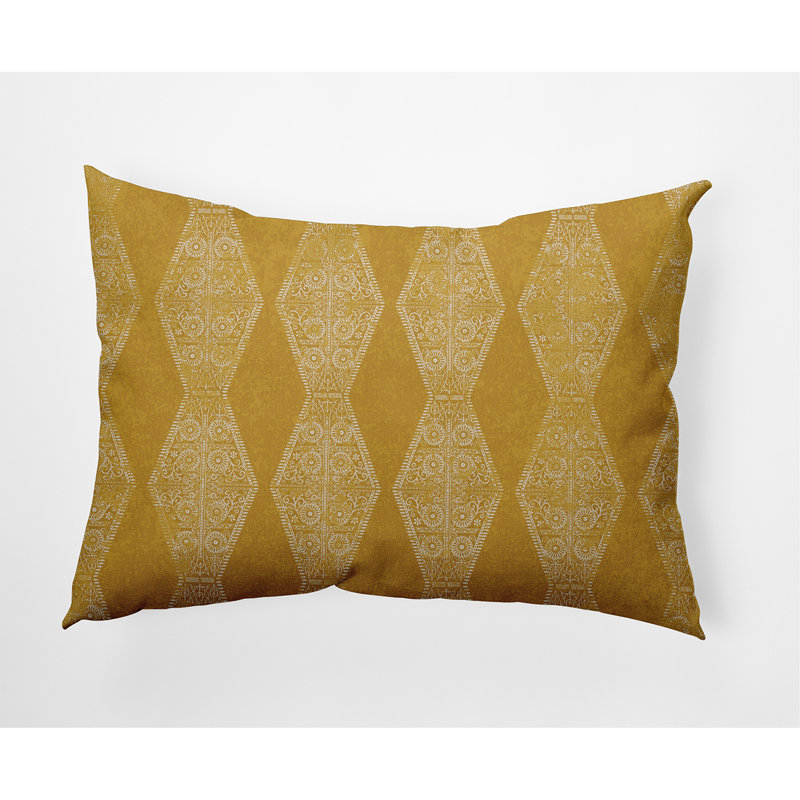 Geometric Outdoor Reversible Throw Pillow, Gold