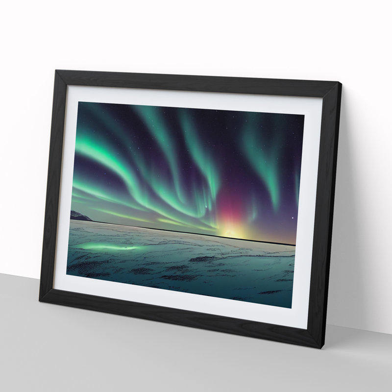 Effervescent Northern Lights - Single Picture Frame Painting, Black, 46cm H x 64cm W x 2cm D