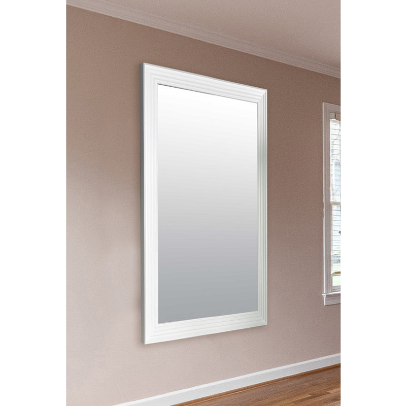 Efrat Wood Flat Wall Mirror, White, 66cm x 42cm