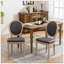 Ensemble de 2 chaises de salle à manger en bois massif de style antique avec tissu en lin et rembourrage en mousse souple-267353889