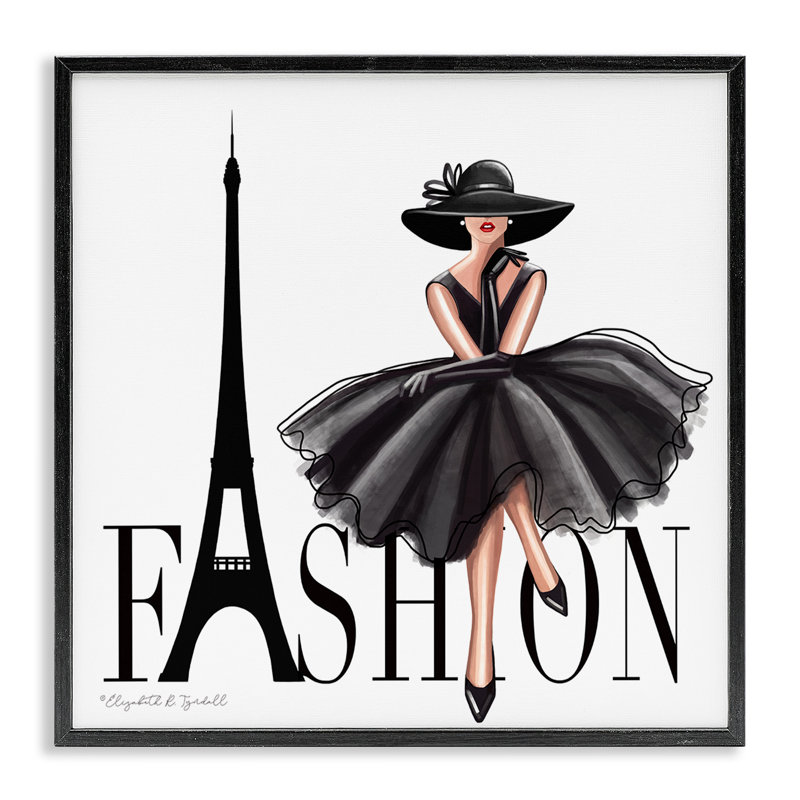 Parisian Fashion - Graphic Art, 17" H x 17" W, Midnight Black Framed Giclee