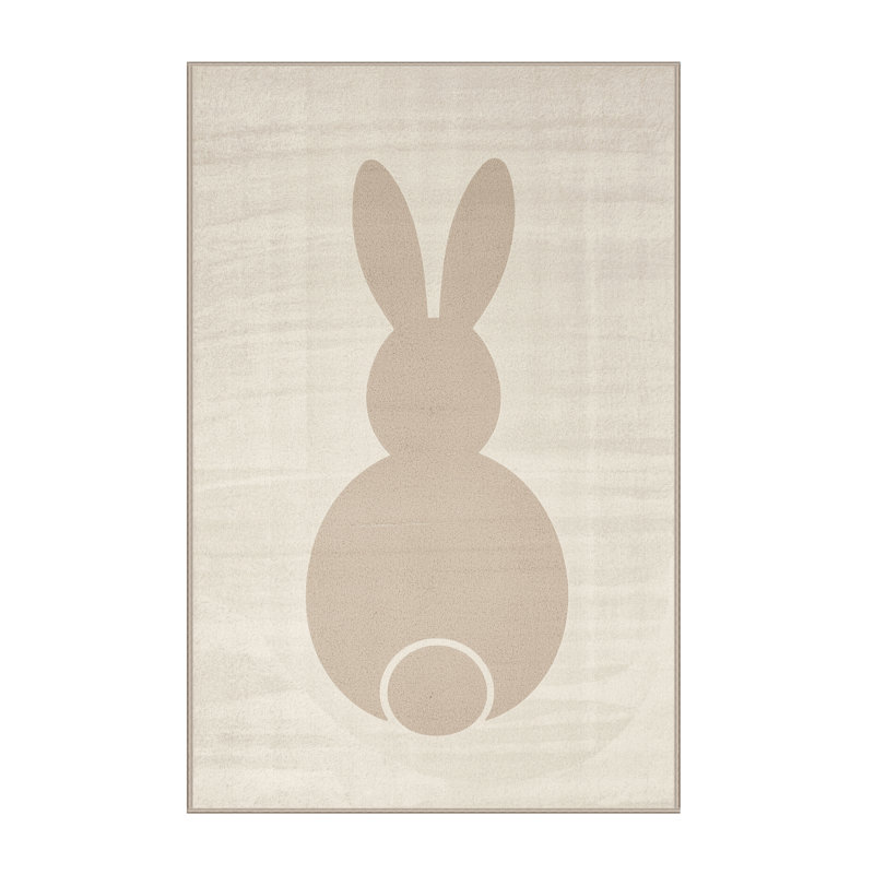 Soft Plush Eslinger Easter Modern & Contemporary Abstract Area Rug in Beige – Beige Binding, 4x6
