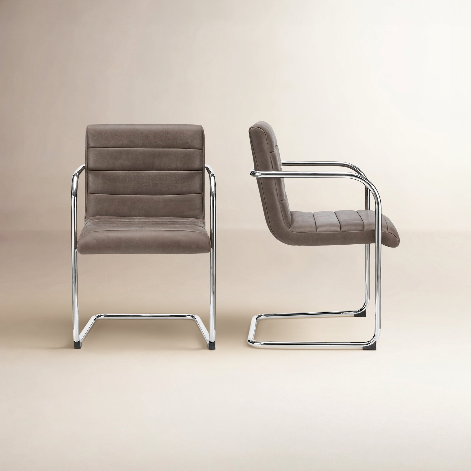 Pedro Dining Chair Green Mohair Set of Two, Dark Brown