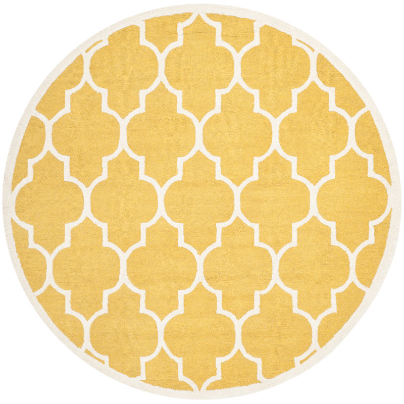 Cannen Cambridge Hand Tufted Wool Geometric Rug, Round 6'