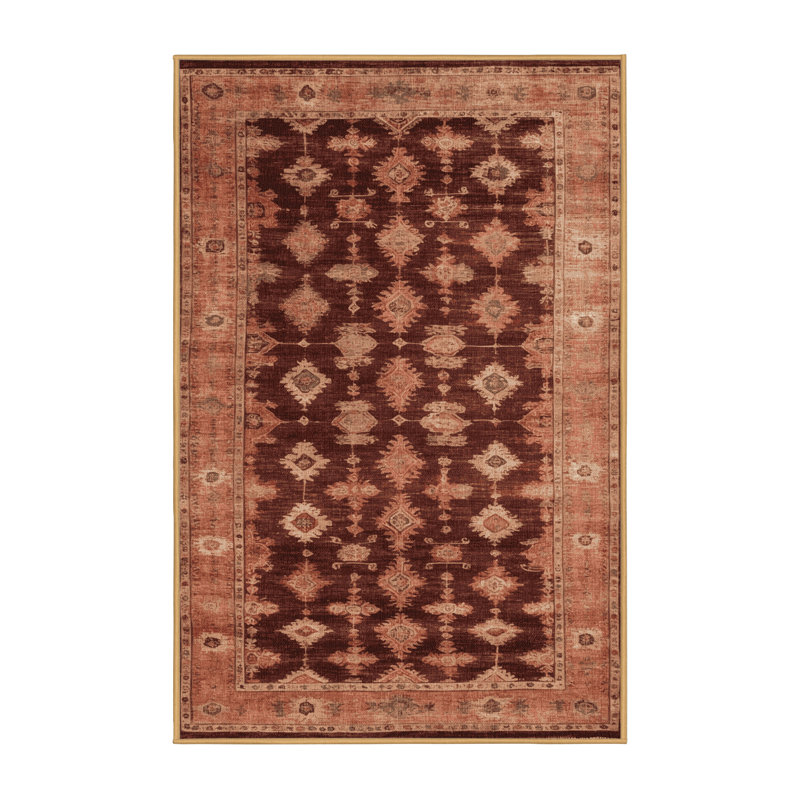 Machine Washable Overdyed Brown Area Rug, Runner 2' x 4'