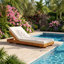 Chaise longue inclinable avec coussin en bois d'acacia massif l 27,2 po x P 76,8 po x H 5,9 po Christopher Knight Home