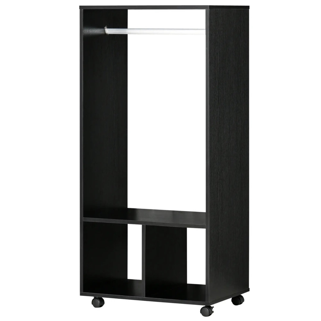 Open Wardrobe Clothes Rail With Storage Shelves on Wheels