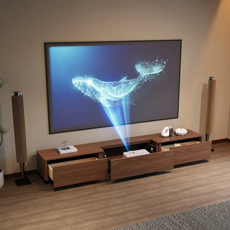 Meuble télé 126 po Walunt, Naturel, H 13,4 po x L 102,3 po x l 16,9 po
