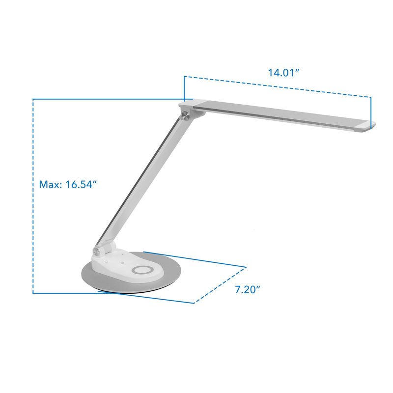 Silver Adjustable LED Desk Lamp with Touch Sensor and USB-C