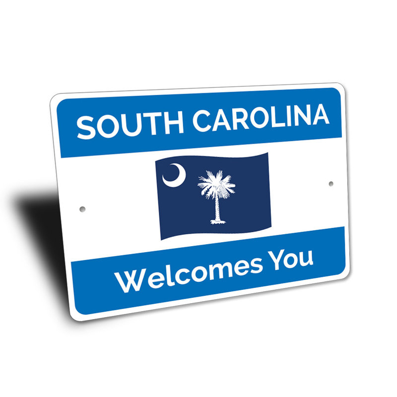 Plaque en aluminium «State Flag Welcome», H 12 po x l 18 po x P 0,06 po