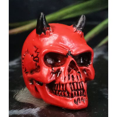 Trinx Black Kiss Horned Demon Crimson Hell Fire Vampire Pit Lord Skull Miniature Figurine 1.25"" Long Hellboy Skeleton Inferno Ossuary Macabre Sculptur -  6E54DB48C13F452FAC2F05CEBEF67915