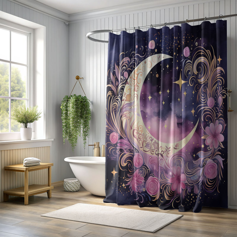 Rideau de douche standard 1 pièce Celestial Drift, H 74 po x l 71 po
