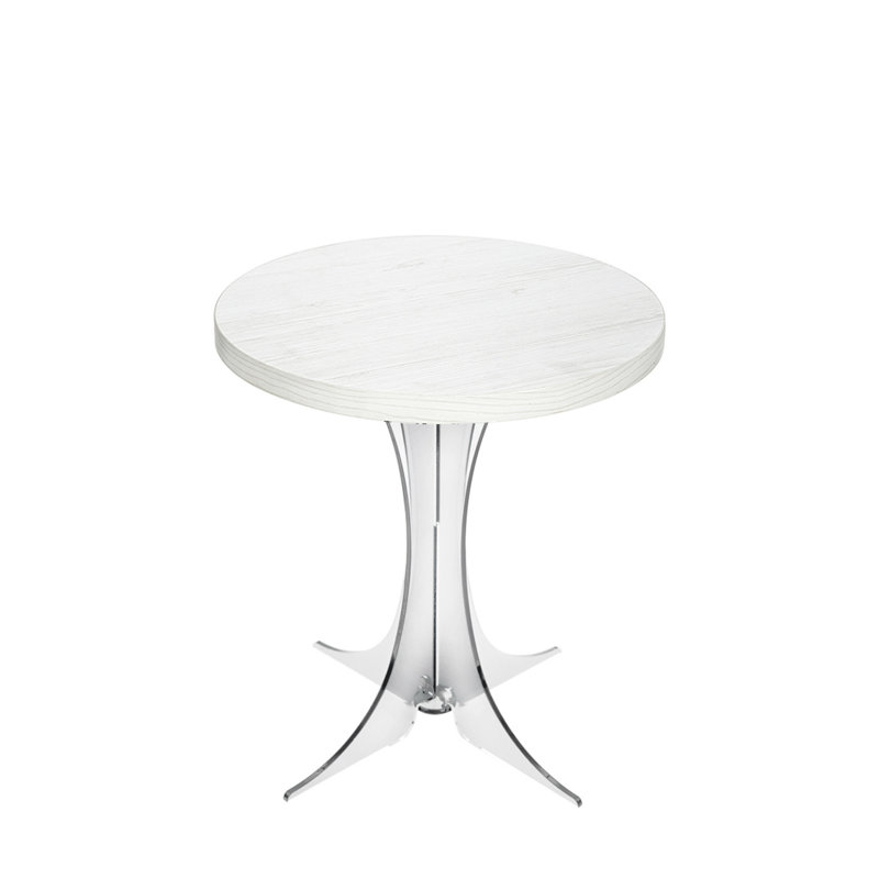 Pedestal Coffee Table, 60cm H x 50cm W x 50cm D, White/Transparent
