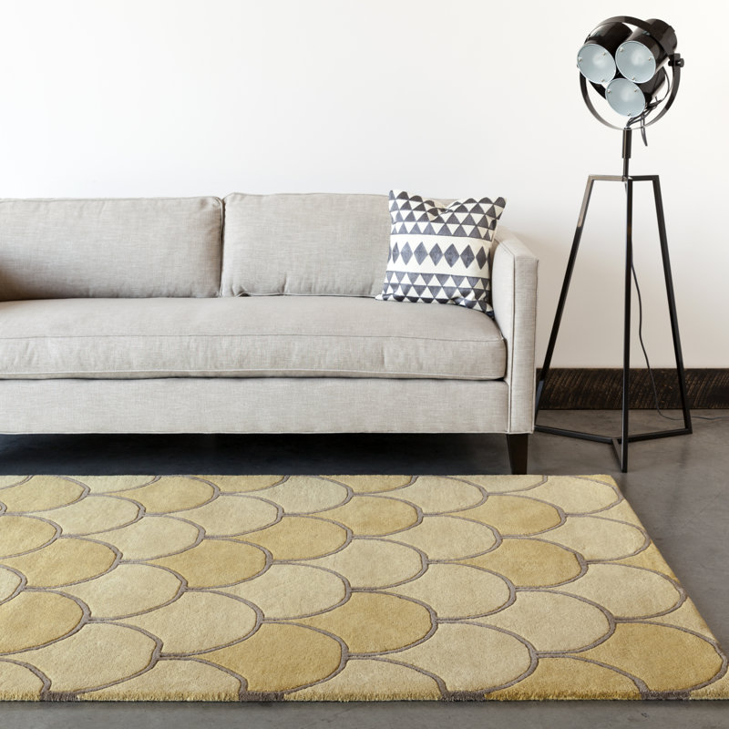 Tapis moderne en laine touffeté à la main doré et brun Ailey